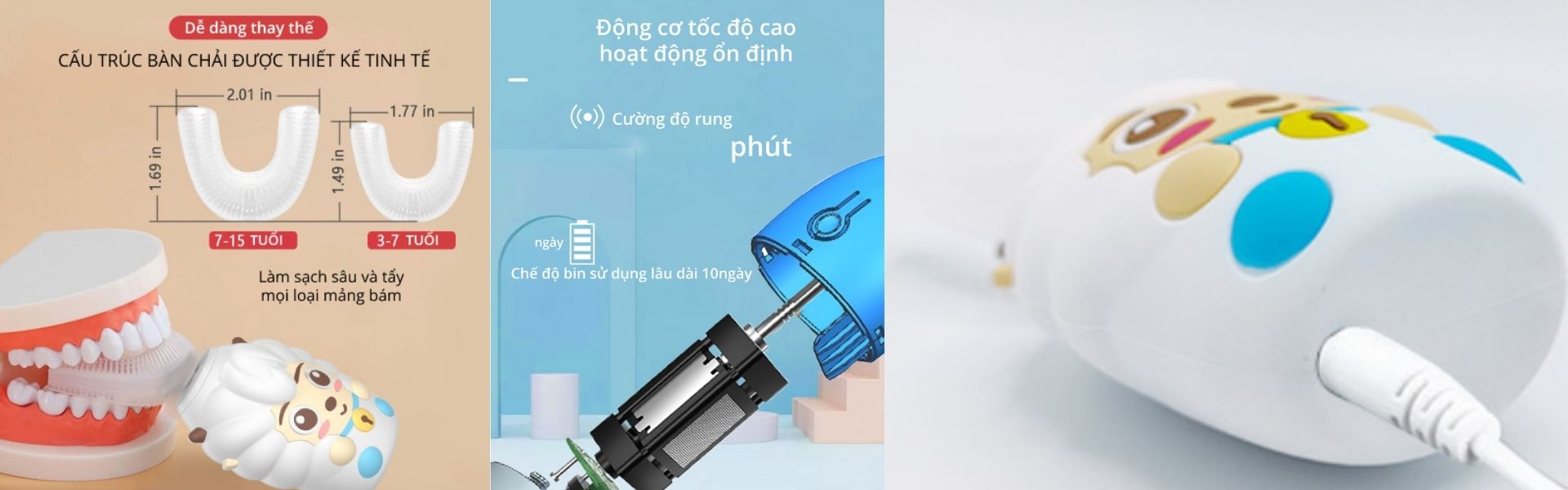 Hướng dẫn sử dụng Bàn chải điện tự động thông minh trẻ em công nghệ sóng siêu âm