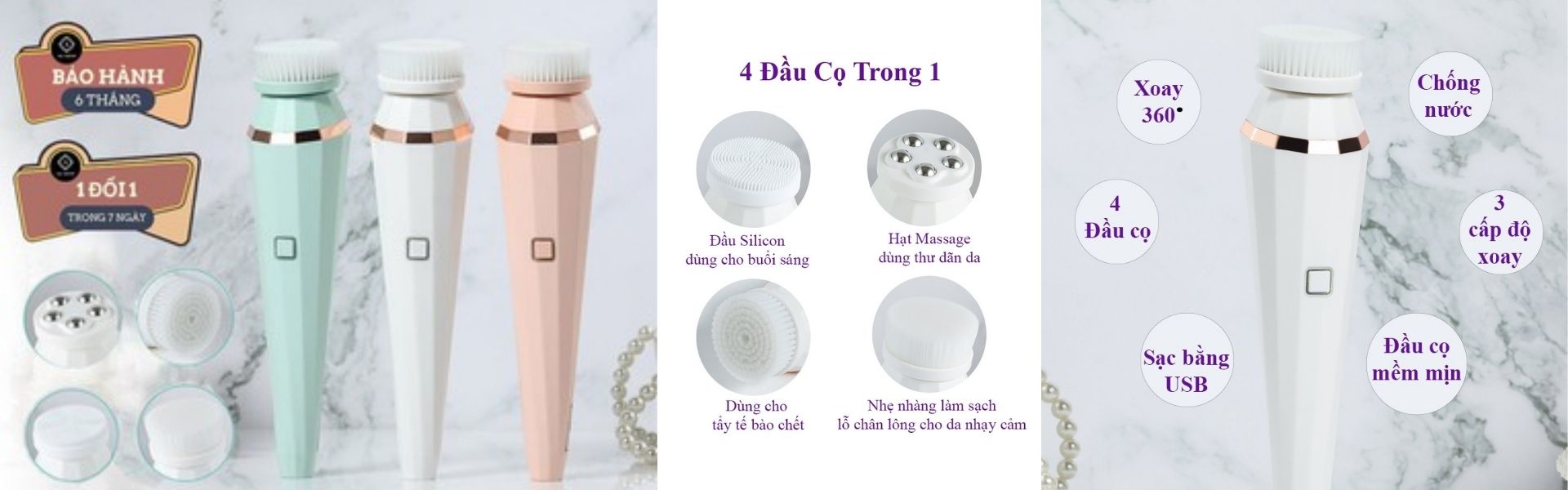 Hướng dẫn sử dụng Máy rửa mặt massage kết hợp tẩy trang đa năng 4 in 1 - HACHIKA