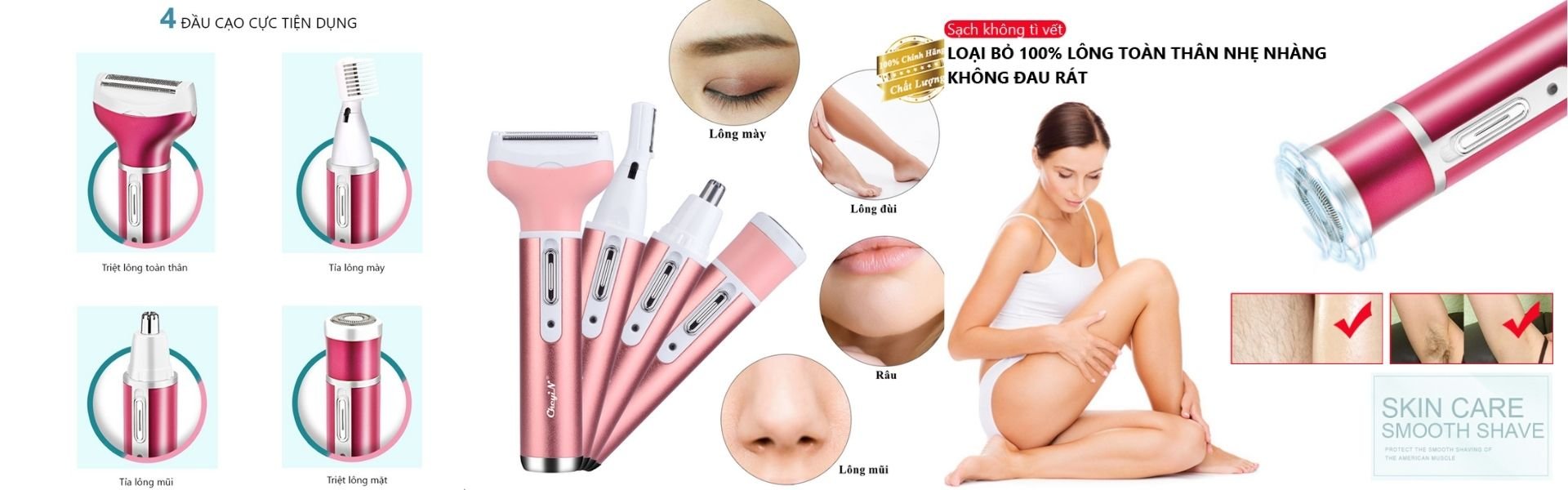 Hướng dẫn sử dụng máy cạo lông 4 in 1 đa năng Chính hãng CE MARSKE - Chất liệu không gỉ