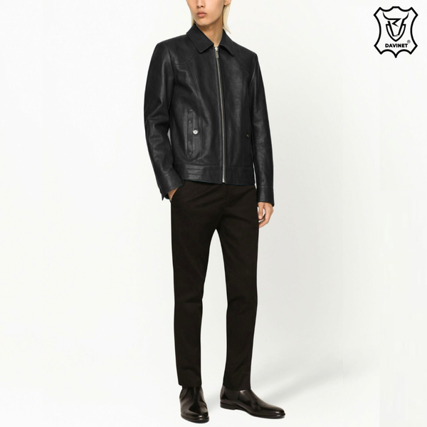 áo da nam xịn dáng blouson