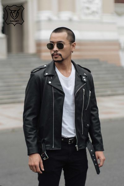 Áo khoác da nam biker cổ điển