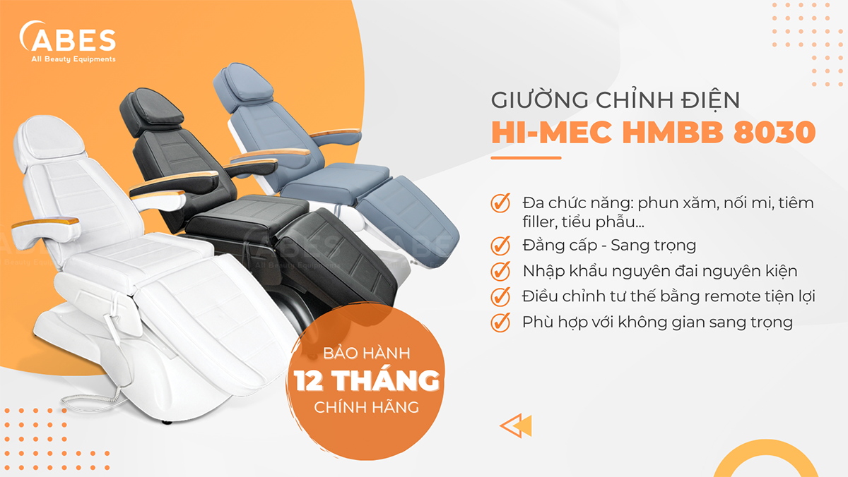 Giường phun xăm chỉnh điện cao cấp Hi-MEC HMBB-8030-T