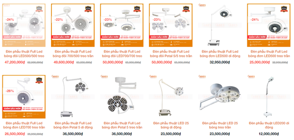 Các mẫu đèn phẫu thuật, đèn mổ đang được phân phối tại ABES Việt Nam