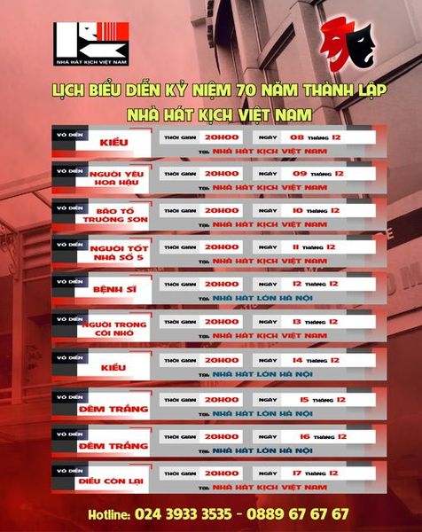 LỊCH DIỄN THÁNG 12