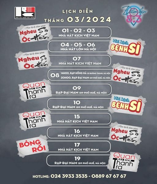 LỊCH DIỄN THÁNG 3