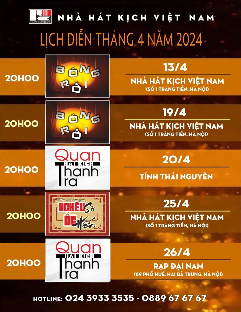 LỊCH DIỄN THÁNG 04/2024