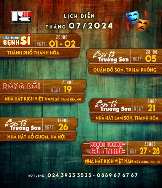 LỊCH DIỄN THÁNG 7