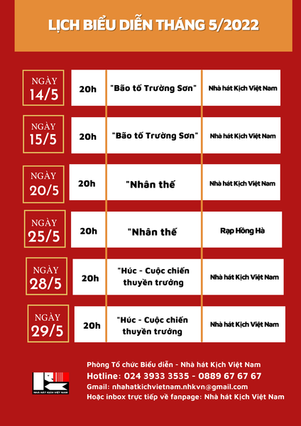 LỊCH BIỂU DIỄN THÁNG 5