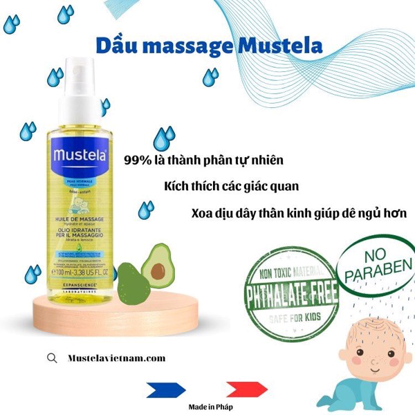 Dầu massage dưỡng ẩm dịu nhẹ cho bé Mustela