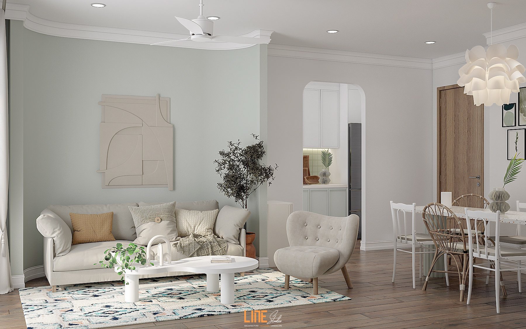 LINE STUDIO THIẾT KẾ THI CÔNG NỘI THẤT CĂN HỘ AKARI BÌNH TÂN - 110M2 - 2PN - CHỊ TRÚC