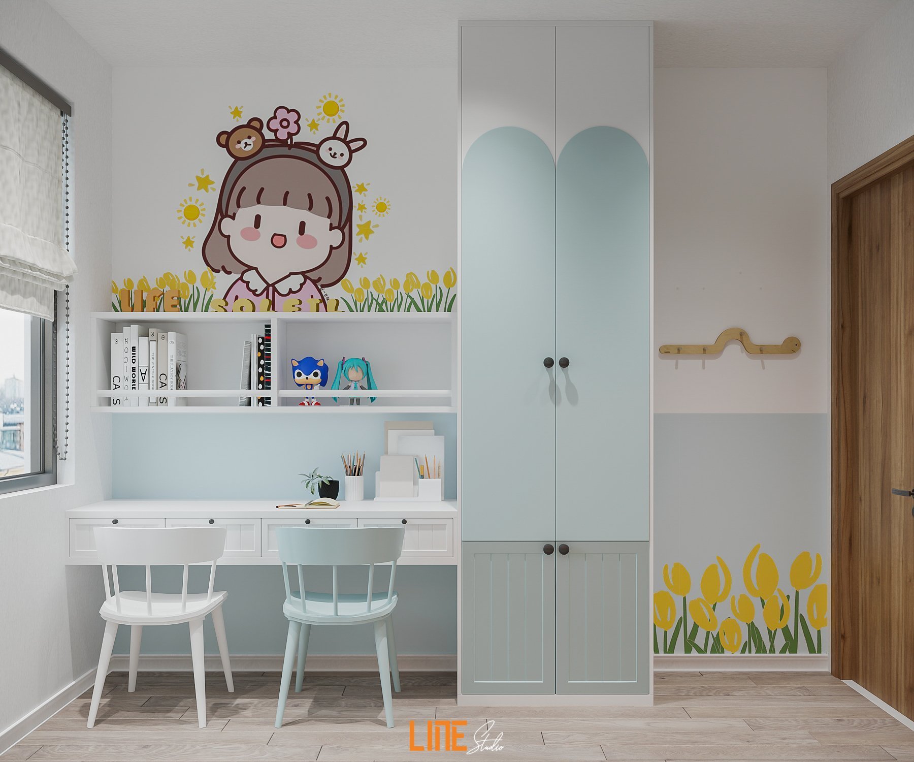 LINE STUDIO THIẾT KẾ THI CÔNG NỘI THẤT CĂN HỘ BCONS PLAZA - 44M2 - 2PN - CHỊ THANH