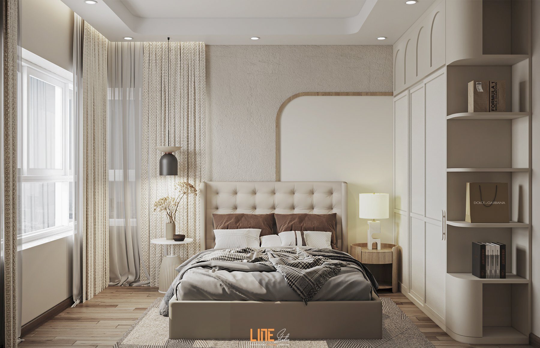 LINE STUDIO THIẾT KẾ THI CÔNG NỘI THẤT CĂN HỘ DRAGON HILLS - 87M2 - 2PN - CHỊ QUỲNH ANH