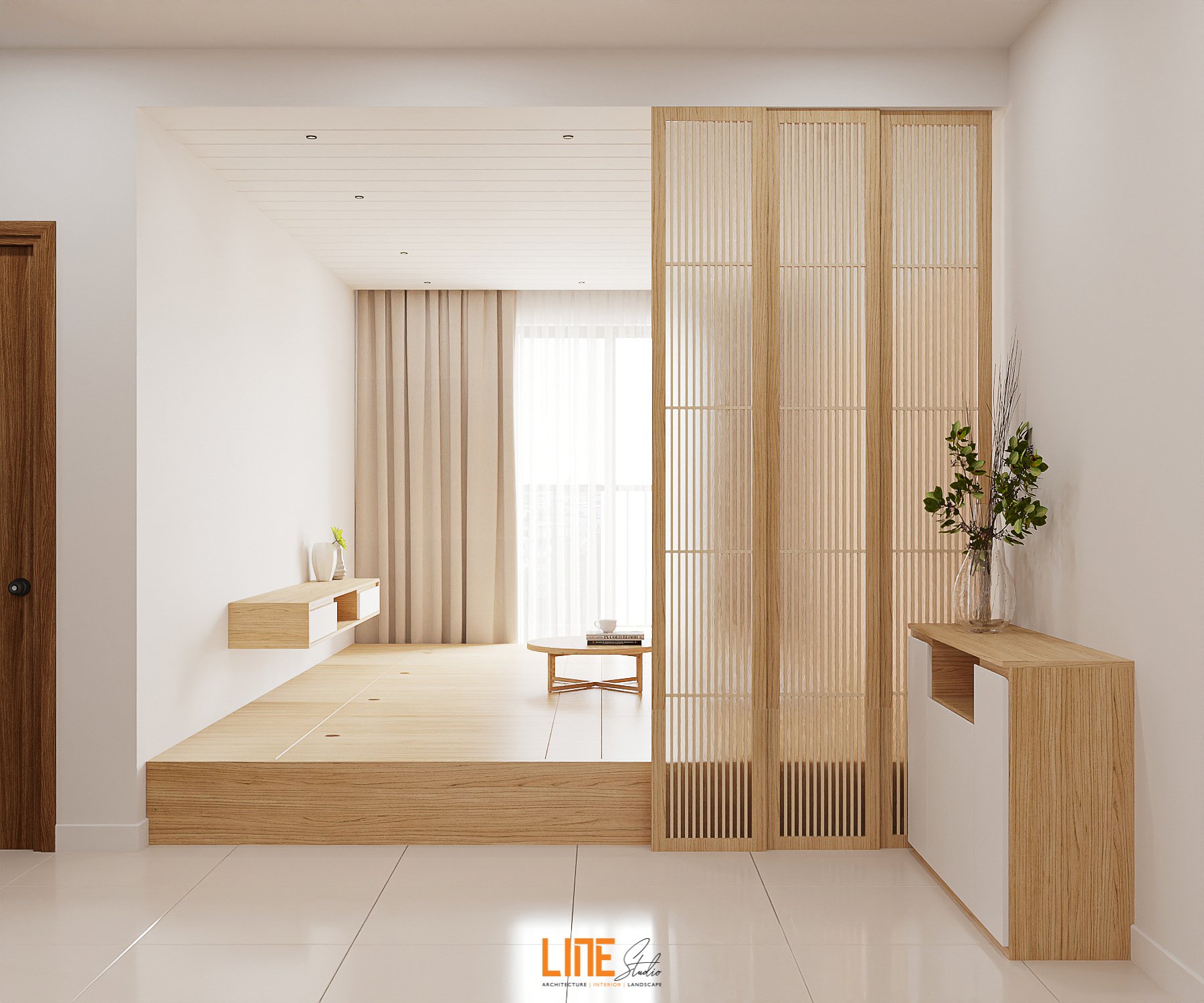 LINE STUDIO THIẾT KẾ THI CÔNG NỘI THẤT CĂN HỘ ECO XUÂN 70M2 2PN CHỊ HUYỀN