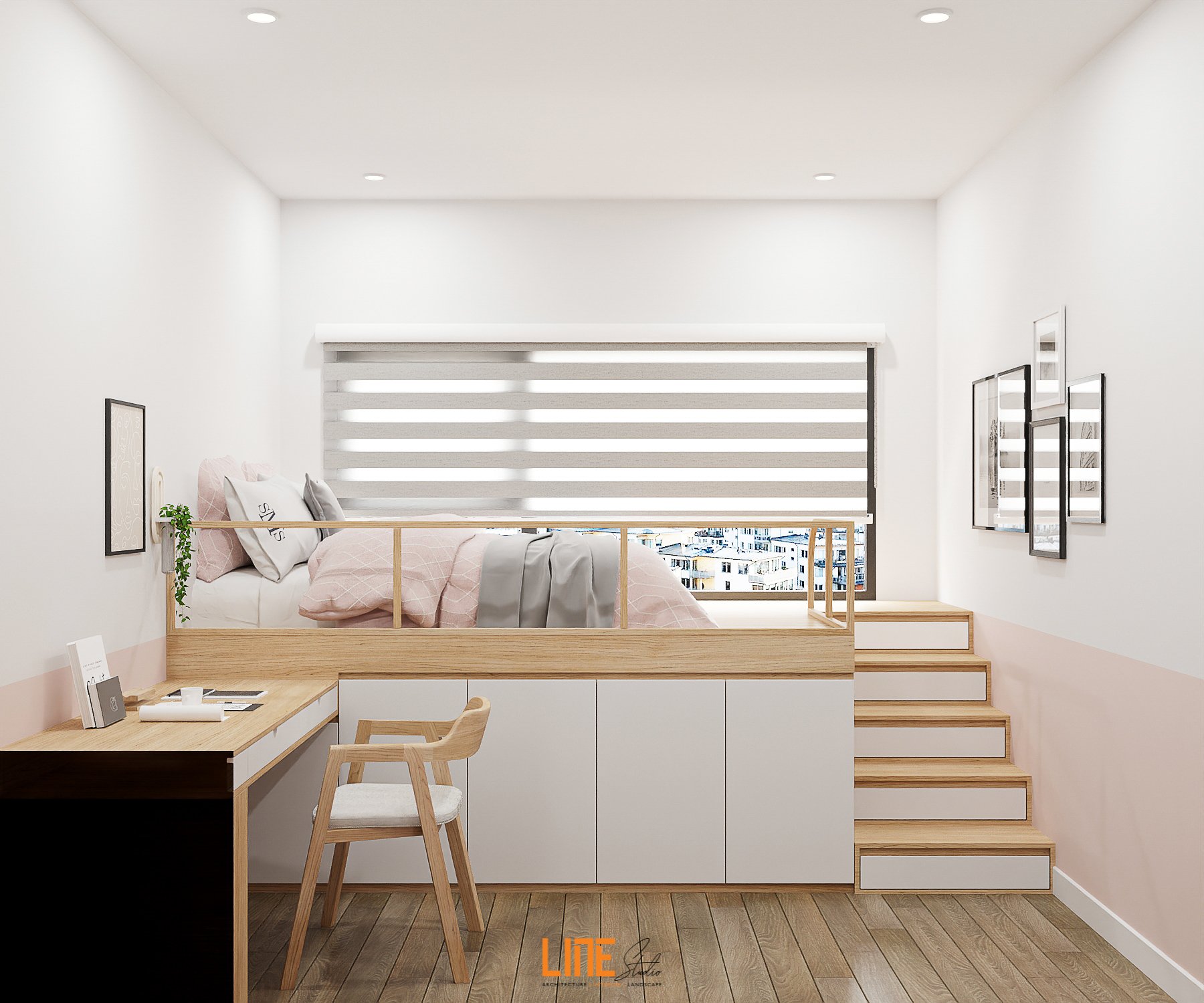 LINE STUDIO THIẾT KẾ THI CÔNG NỘI THẤT CĂN HỘ ECO XUÂN 70M2 2PN CHỊ HUYỀN