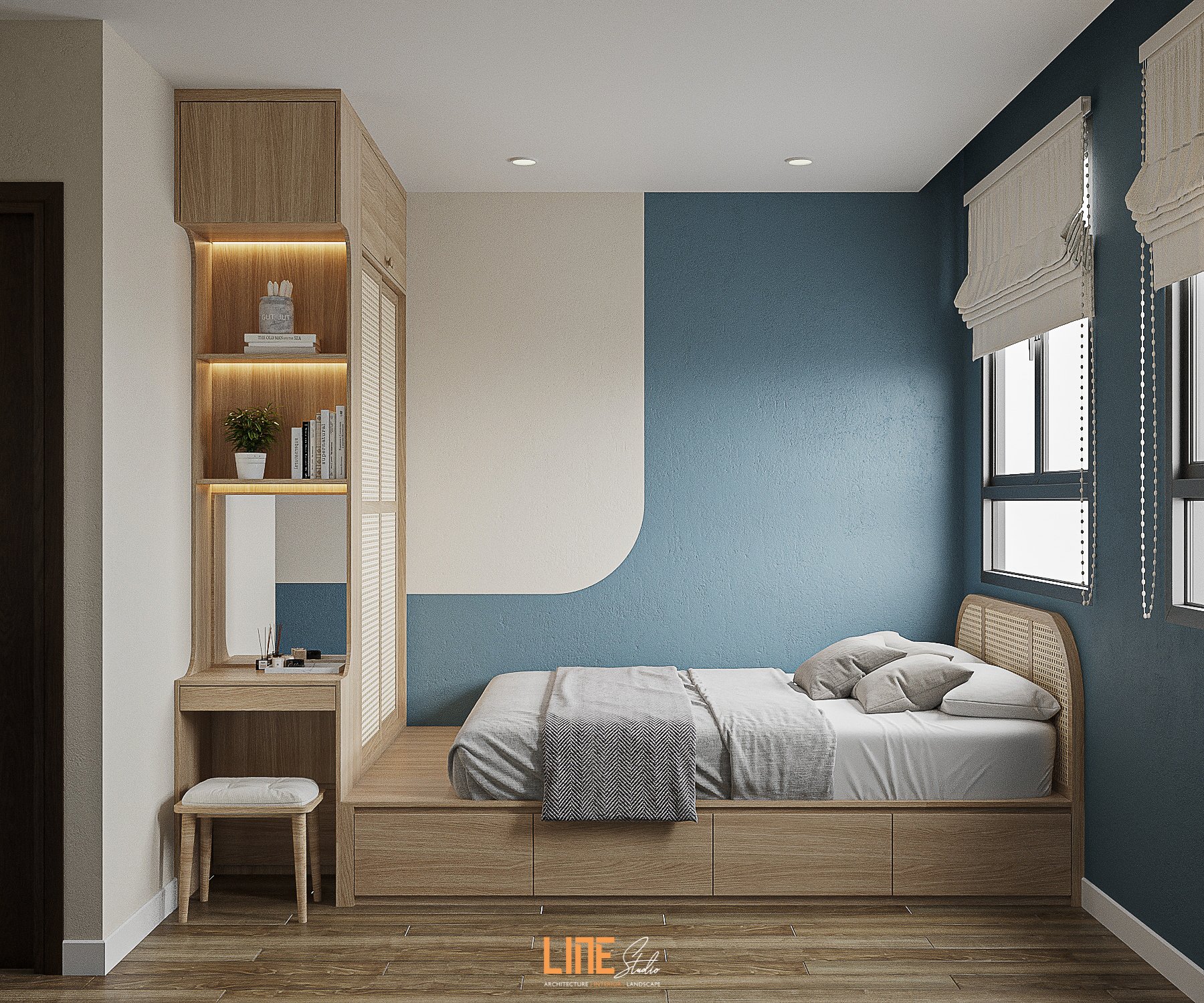 LINE STUDIO THIẾT KẾ THI CÔNG NỘI THẤT CĂN HỘ HIMLAM PHÚ AN - 41M2 - 2PN - ANH KHOA