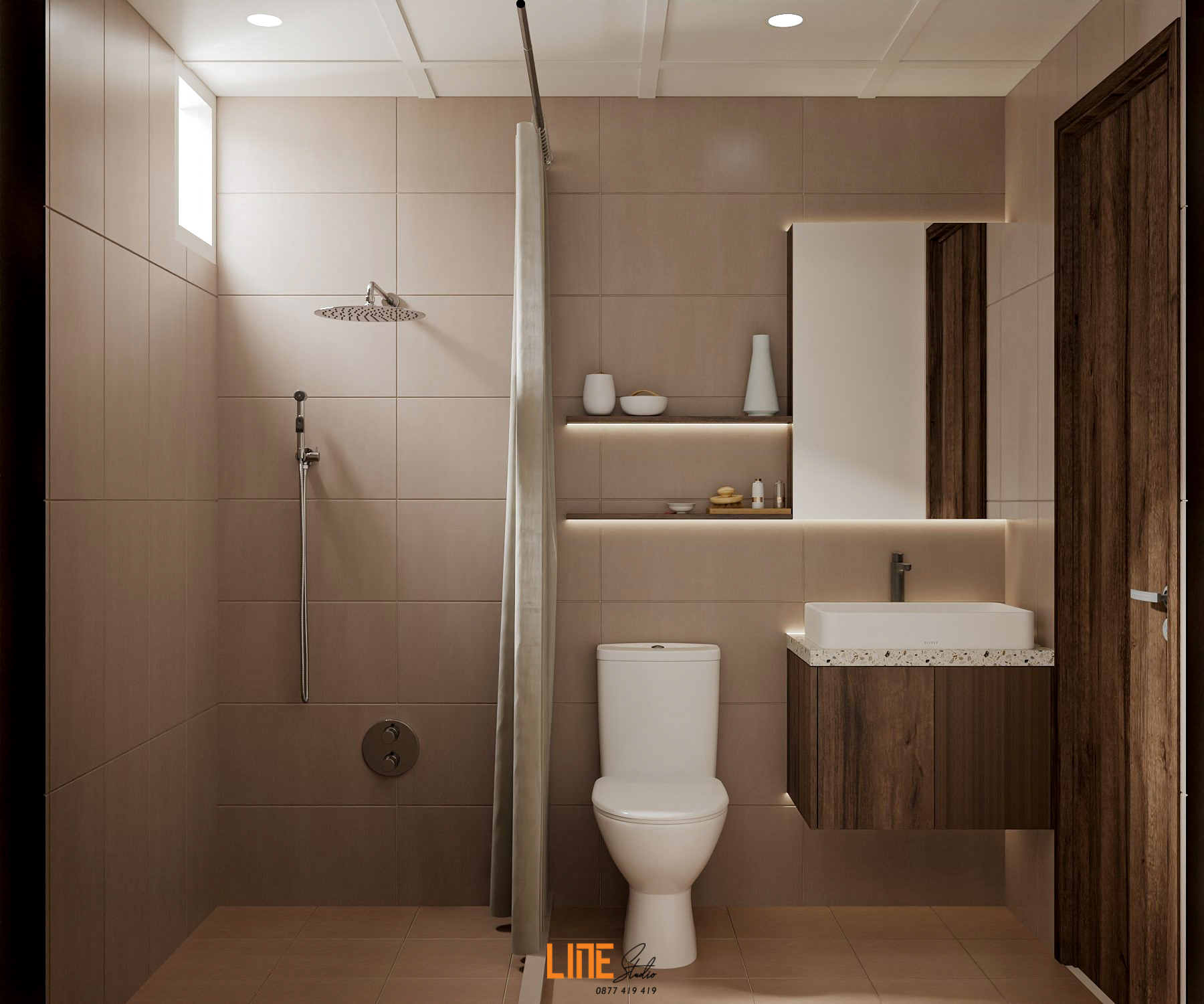 LINE STUDIO THIẾT KẾ THI CÔNG NỘI CĂN HỘ KHUÔNG VIỆT - 60M2 - 2PN - CHỊ VI