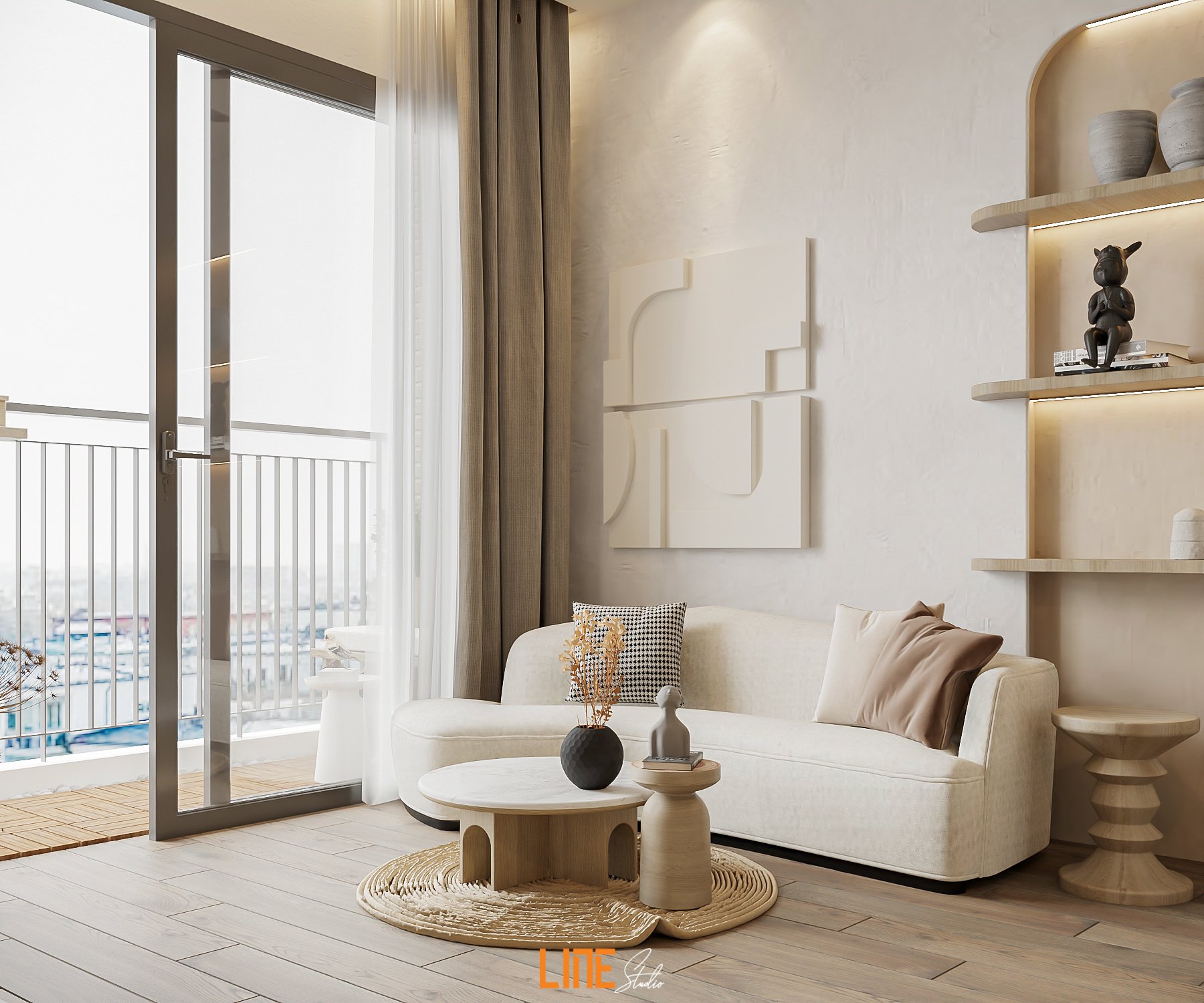 LINE STUDIO THIẾT KẾ THI CÔNG NỘI THẤT CĂN HỘ VINHOME TÒA S702 – 59M2 – 2PN – CHỊ THƯ