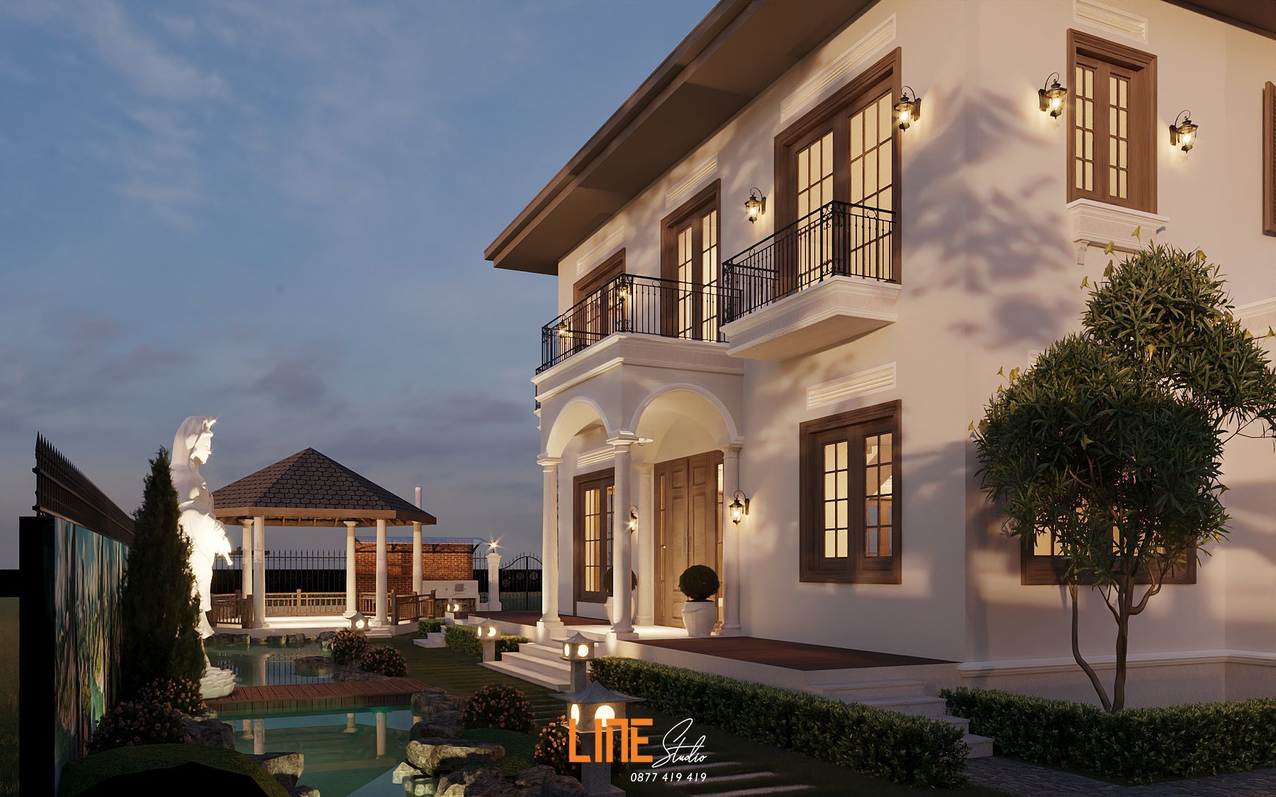 LINE STUDIO THIẾT KẾ THI CÔNG SÂN VƯỜN NHÀ PHỐ BẢO LỘC - 220M2 - CHỊ CANDY