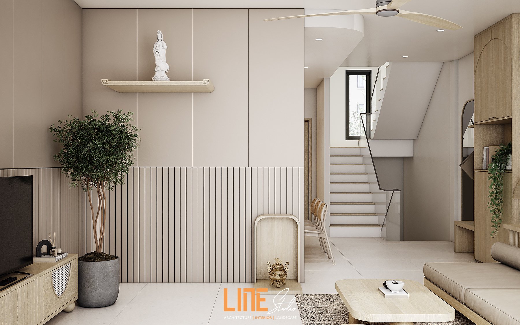 LINE STUDIO THIẾT KẾ THI CÔNG NỘI NHÀ PHỐ QUẬN 9 - 126M2 - 2PN - CHỊ NGỌC ANH