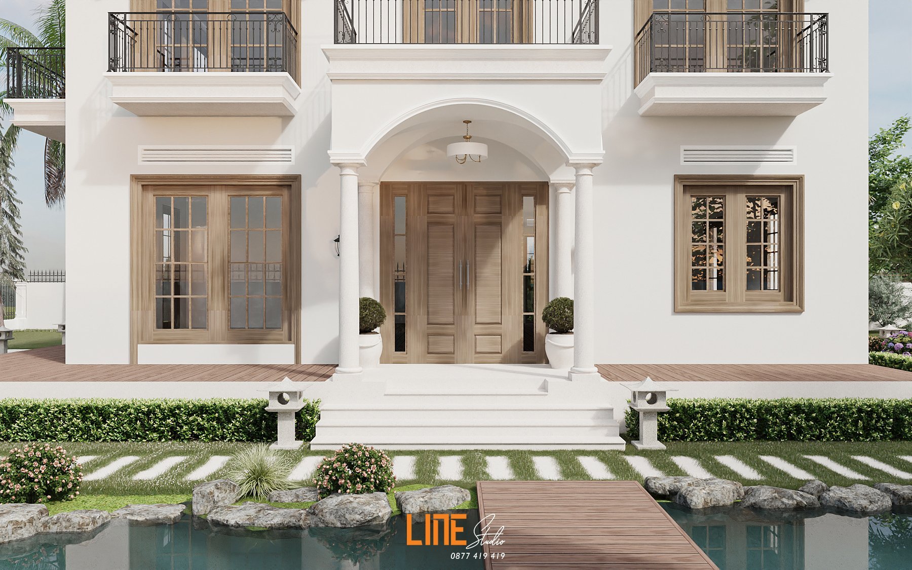 LINE STUDIO THIẾT KẾ THI CÔNG SÂN VƯỜN NHÀ PHỐ BẢO LỘC - 220M2 - CHỊ CANDY