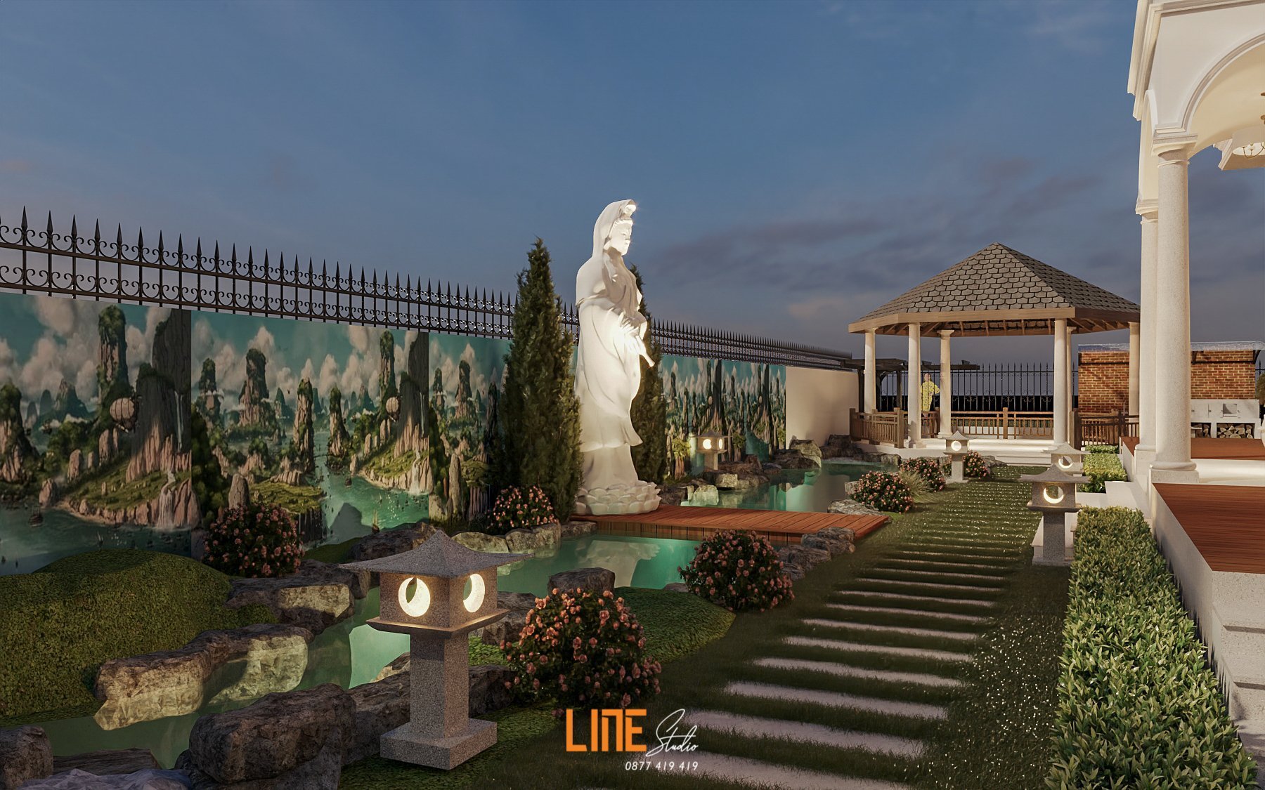 LINE STUDIO THIẾT KẾ THI CÔNG SÂN VƯỜN NHÀ PHỐ BẢO LỘC - 220M2 - CHỊ CANDY