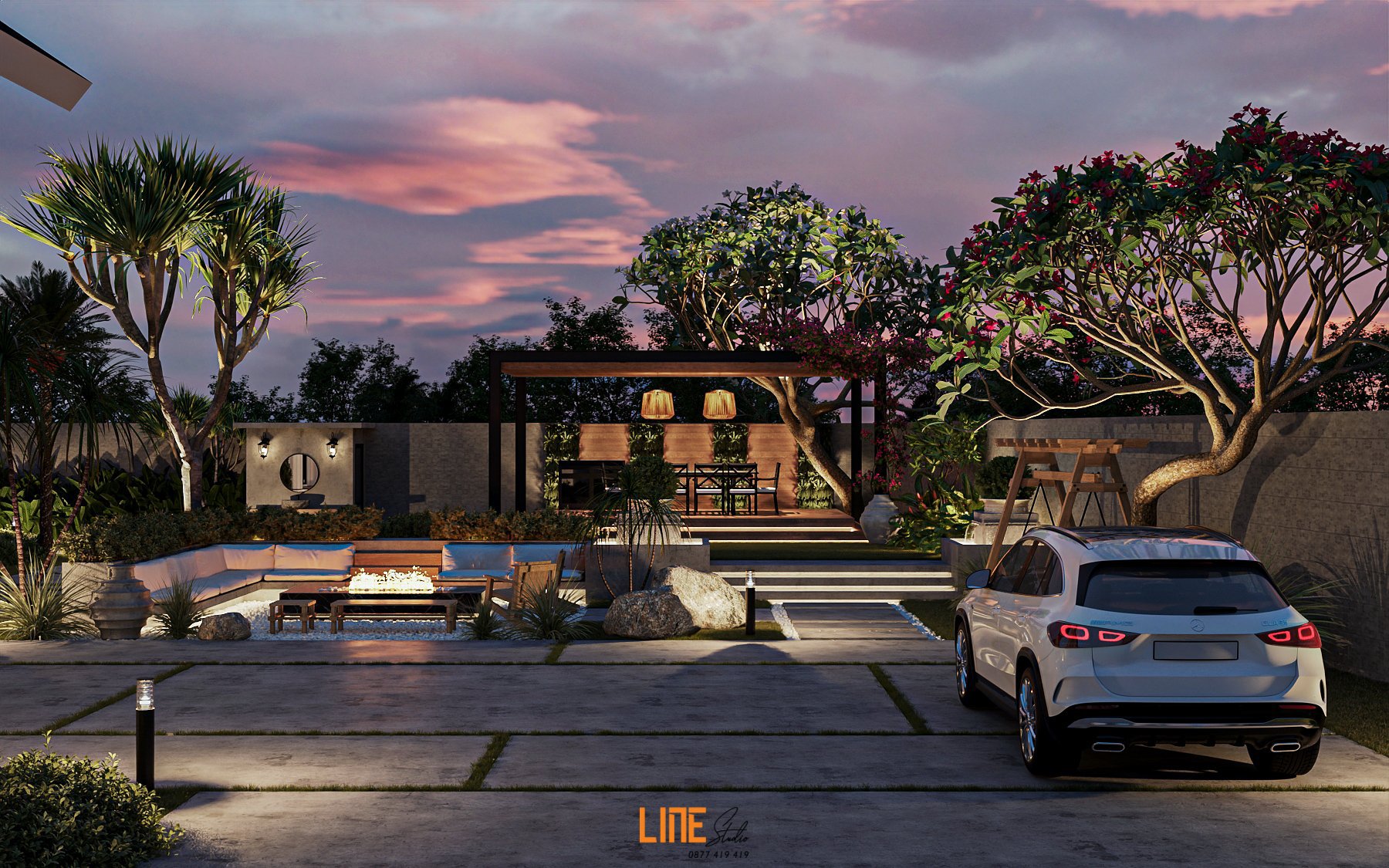 LINE STUDIO THIẾT KẾ KIẾN TRÚC SÂN VƯỜN LÁI THIÊU BÌNH DƯƠNG