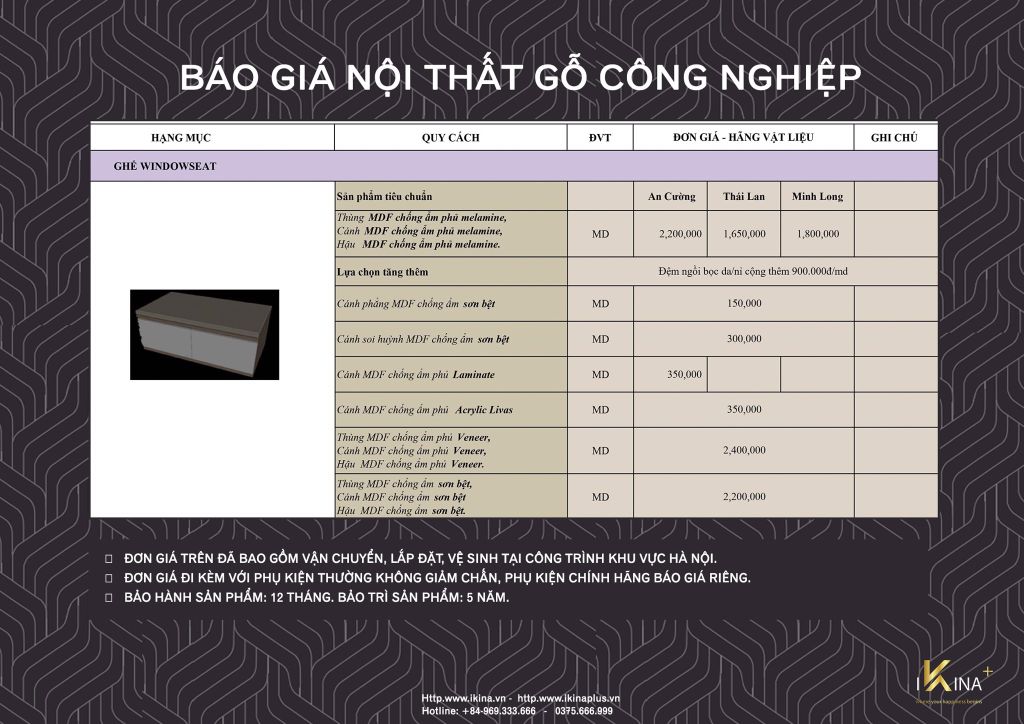 Báo giá thi công nội thất