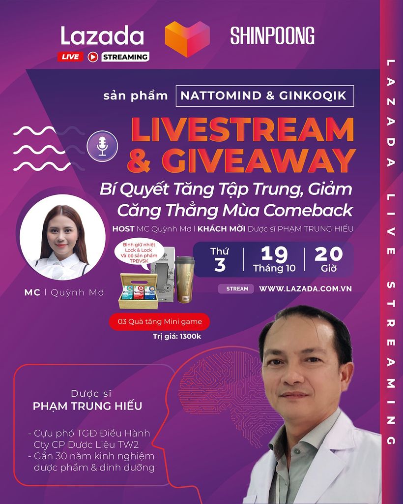 [LIVESTREAM] CHỈ CẦN THAM DỰ - NHẬN NGAY QUÀ XỊN  SỨC KHOẺ NÃO BỘ MÙA COMEBACK.