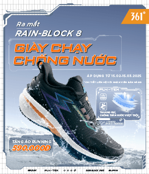 [NEW] RA MẮT GIÀY CHẠY CHỐNG NƯỚC RAIN BLOCK 8.0 TẶNG ÁO RUNNING TỚI 590K