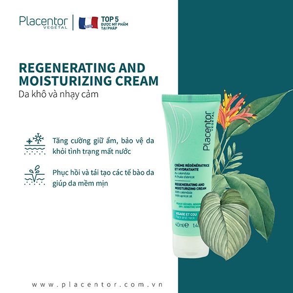 Kem dưỡng ẩm tái tạo da Placentor Vegetal Regenerating And Moisturizing Cream dành cho da khô