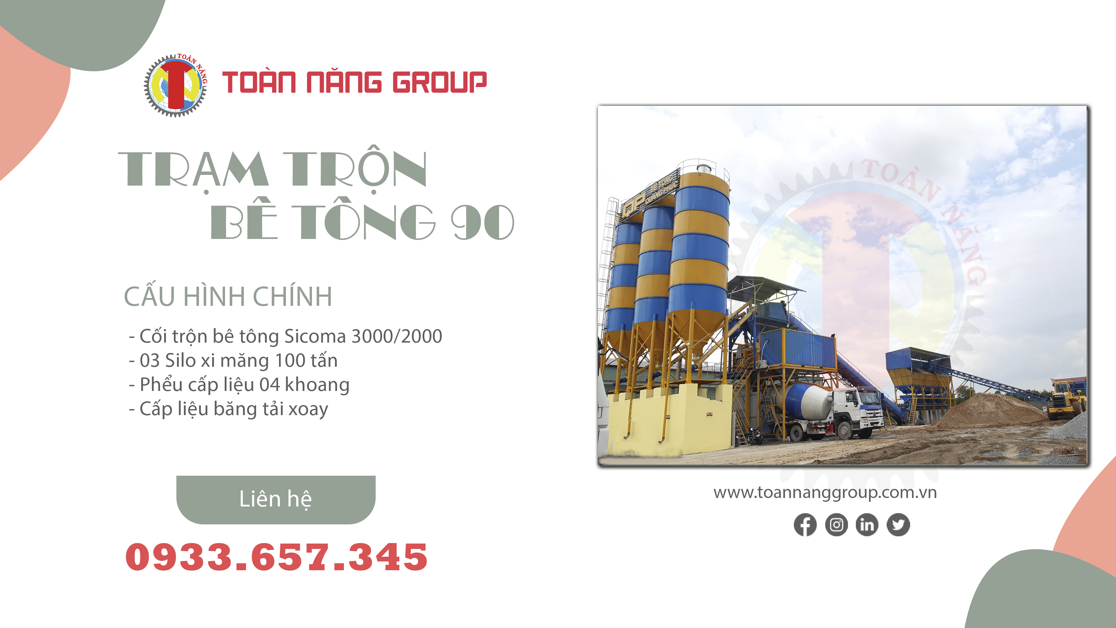 trạm trộn bê tông 900m3/h - Cấu hình cao Cối BHS, Sicoma, Eurolon