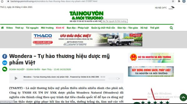 Wondera – Tự hào thương hiệu dược mỹ phẩm Việt  DOANH NGHIỆP - DOANH NHÂN - Nam Thủy - 13:45 14/10/2020