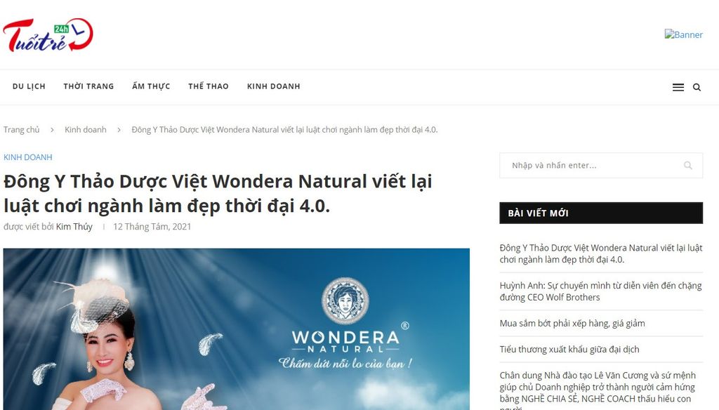 Đông Y Thảo Dược Việt Wondera Natural viết lại luật chơi ngành làm đẹp thời đại 4.0.