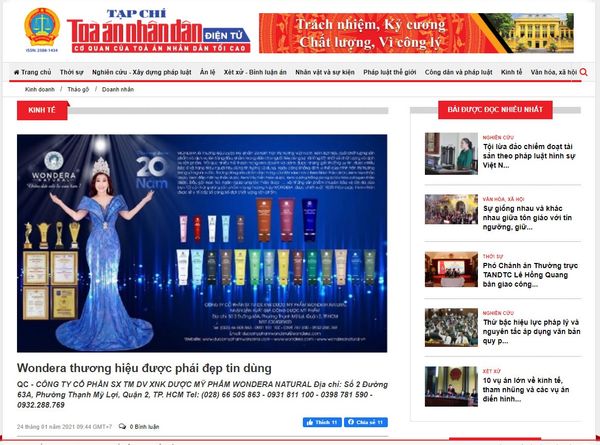 Wondera thương hiệu được phái đẹp tin dùng QC - CÔNG TY CỔ PHẦN SX TM DV XNK DƯỢC MỸ PHẨM WONDERA NATURAL