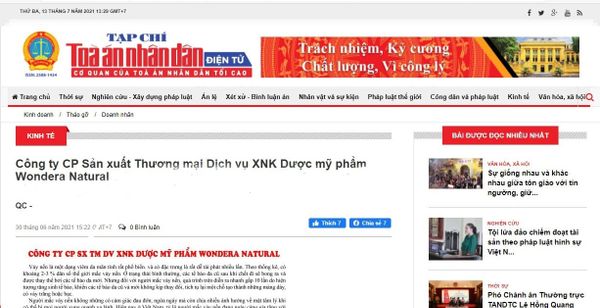 Công ty CP Sản Xuất Thương Mại Dịch Vụ XNK Dược Mỹ Phẩm Wondera Natural