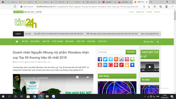 Doanh nhân Nguyễn Nhung mỹ phẩm Wondera nhận cup Top 50 thương hiệu tốt nhất 2018