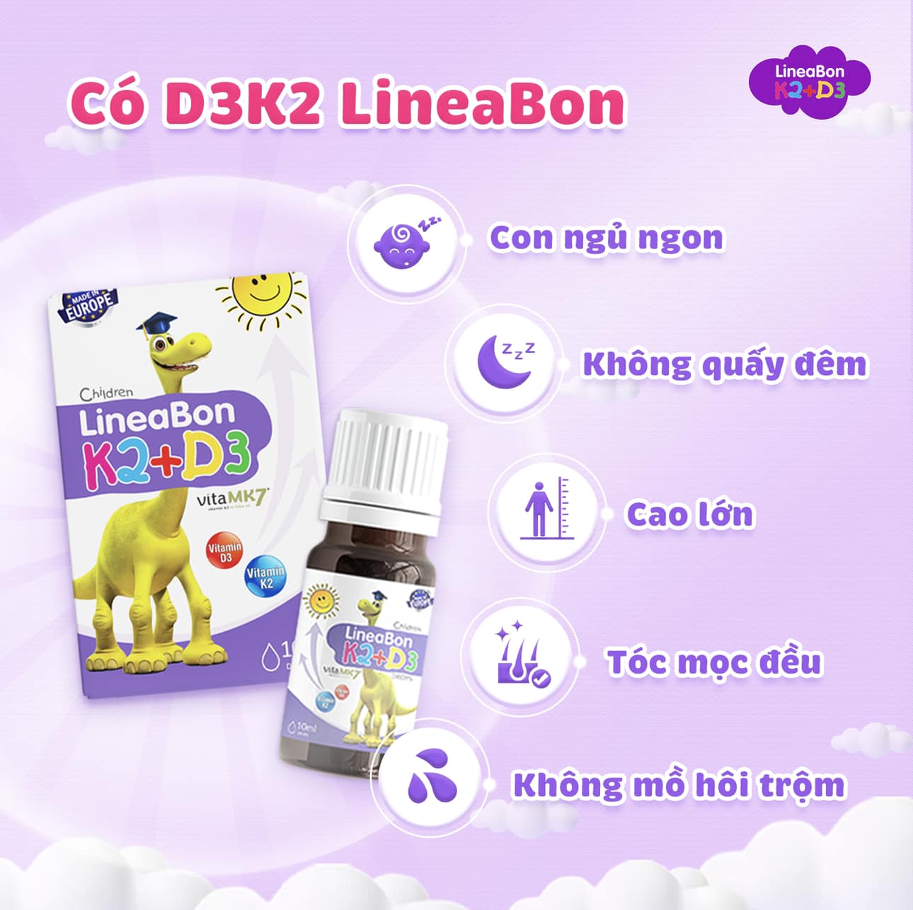 Vitamin D3K2 LineaBon của nước nào? Hướng dẫn sử dụng D3 K2 LineaBon cho bé đúng nhất