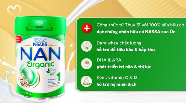 Sữa Nan Organic số 1 dành cho trẻ sơ sinh từ 0-6 tuổi