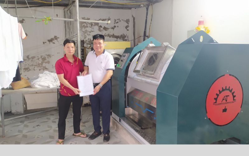 Máy giặt công nghiệp chân mềm lắp đặt tại  Lê Mao, TP Vinh