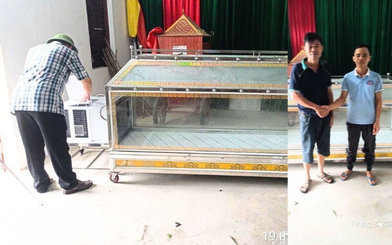 Máy lạnh tang lễ bằng kính đến Văn Trai, Yên Thành, Nghệ An