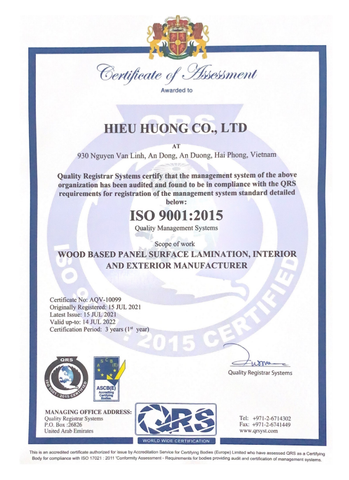 Tư vấn ISO 9001: 2015 cho Công ty TNHH Hiếu Hương