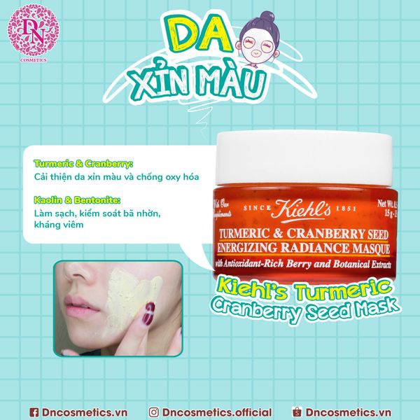 Da Xỉn Màu Dùng Mặt Nạ Nghệ Sáng Da Kiehl's Turmeric & Cranberry Seed Energizing