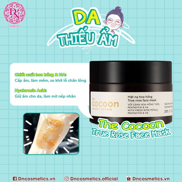 Da Thiếu Ẩm Dùng Mặt Nạ Cấp Ẩm Hoa Hồng Cocoon True Rose Face Mask