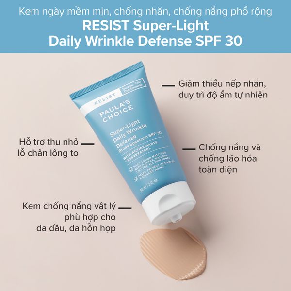 Kem Ngày Paula's Choice Spf 30 Resist Super Light Daily Wrinkle Defence Broad Spectrum Spf 30