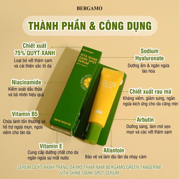 Thành phần của serum quýt xanh Bergamo