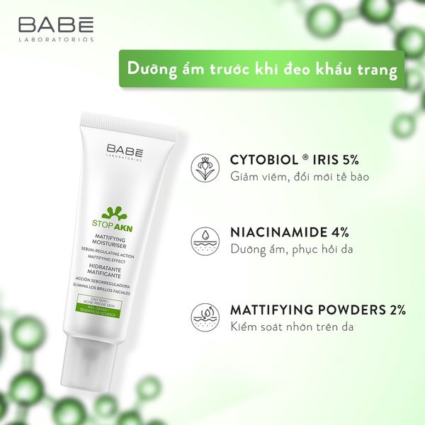 kem dưỡng BABE Stop AKN Mattifying Moisturiser