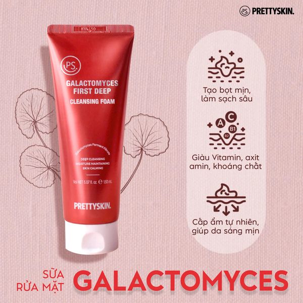 sữa rửa mặt pretty skin galactomyces first deep cleansing foam