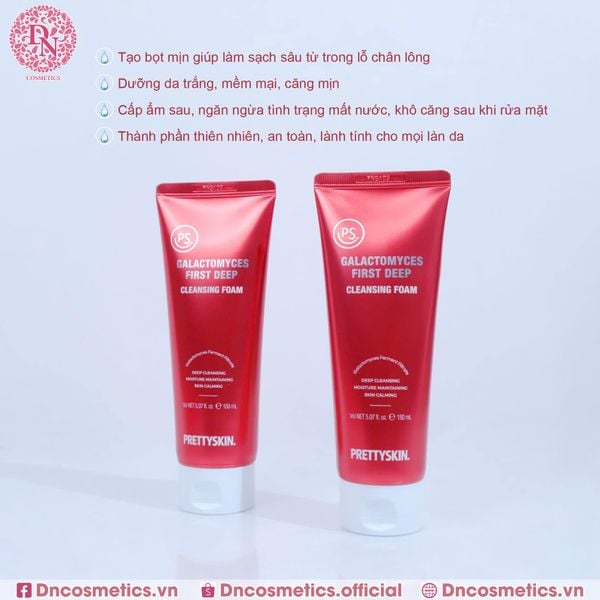 sữa rửa mặt pretty skin galactomyces first deep cleansing foam