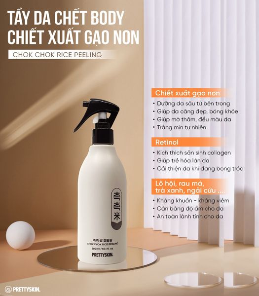 Thành phần Tẩy da chết body Pretty Skin chiết xuất gạo non