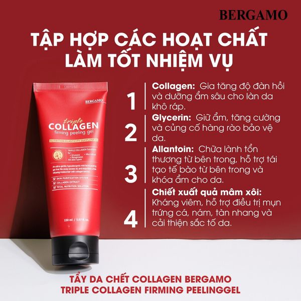 thành phần tẩy da chết collagen Bergamo